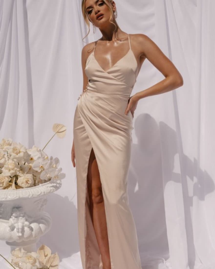Meshki Open-back Satin Dress - Image 1