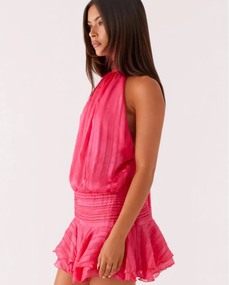 Vibrant Ruffle Halter Mini Dress - Image 2