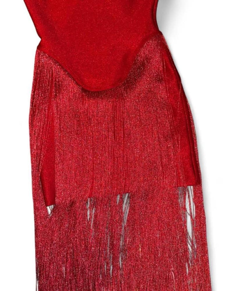 Red mini maxi fringe dress - Image 2