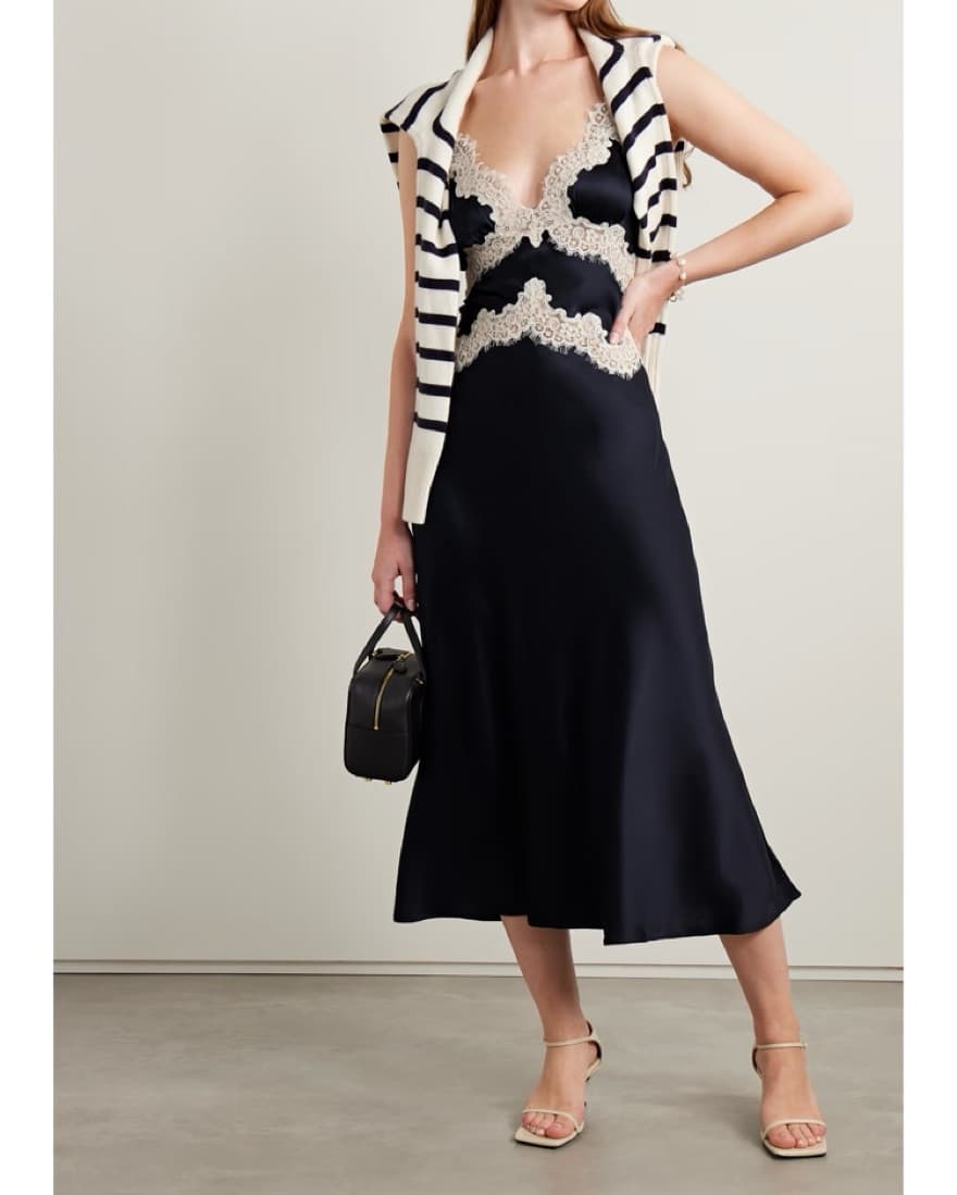 Dôen Obelia Corded Lace Trim Silk Dress - Image 1