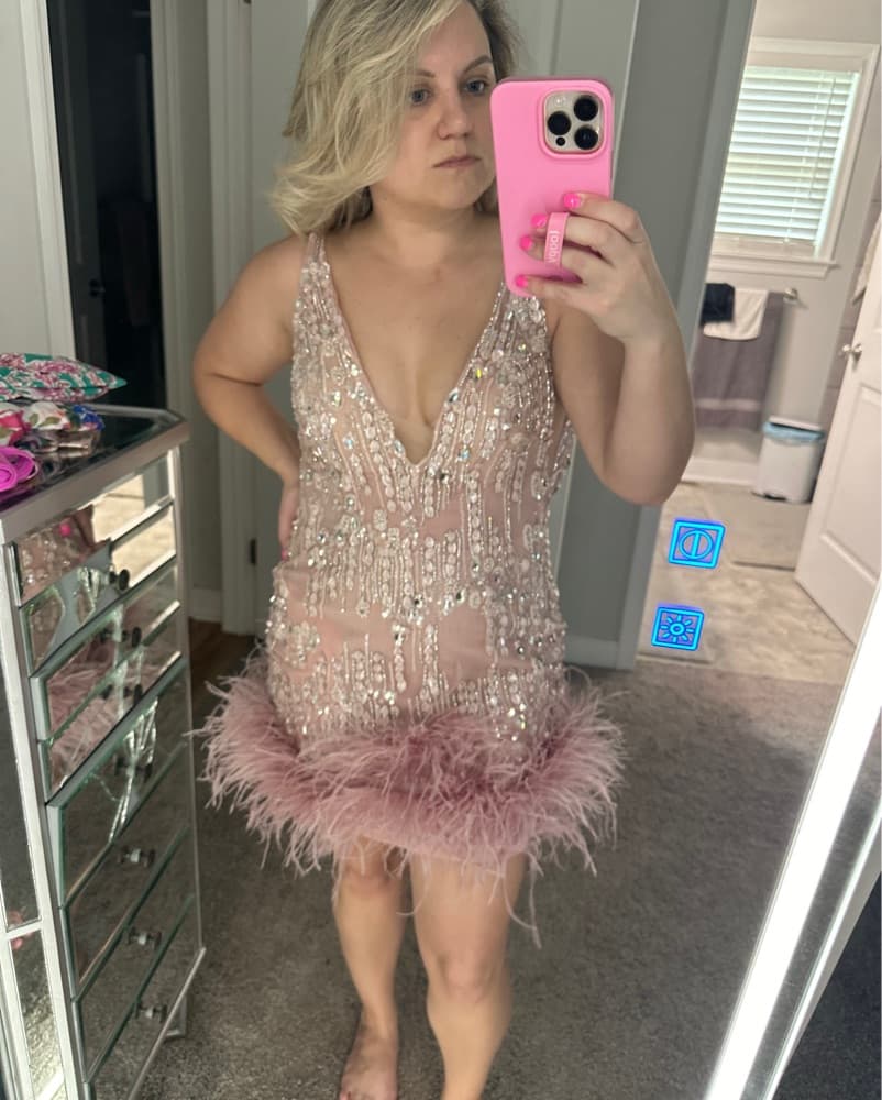 Milla Embellished Feather Mini Dress - Image 1