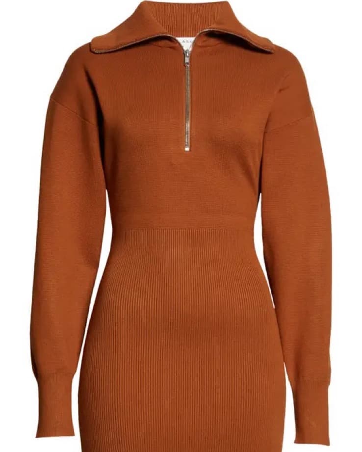 Half-zip Sweater Mini Dress  - Image 1