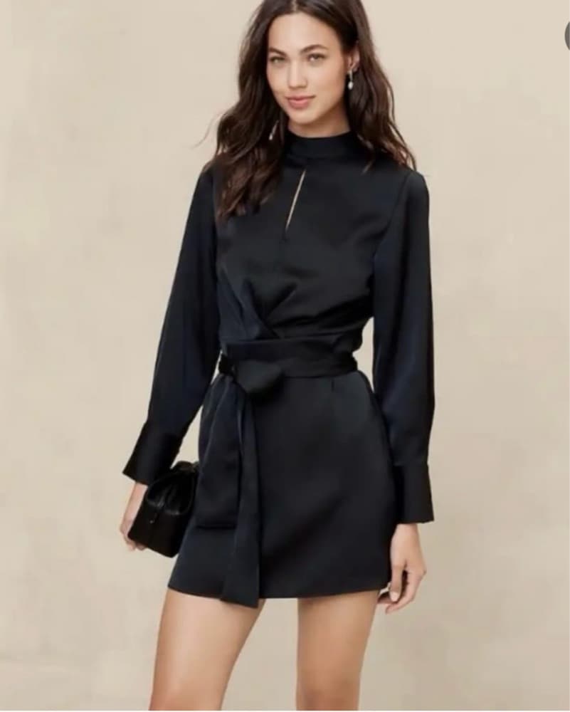 Black Satin Banana Republic Dress - Image 1