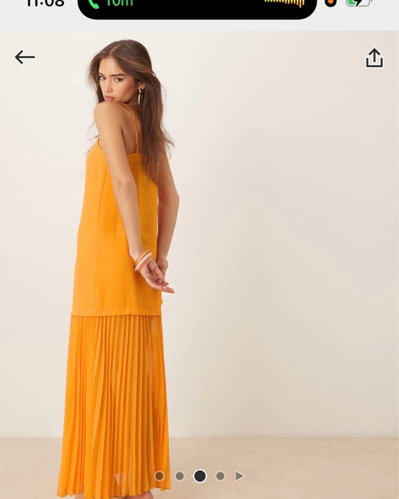 ASOS Orange Pleated Dress - Image 2