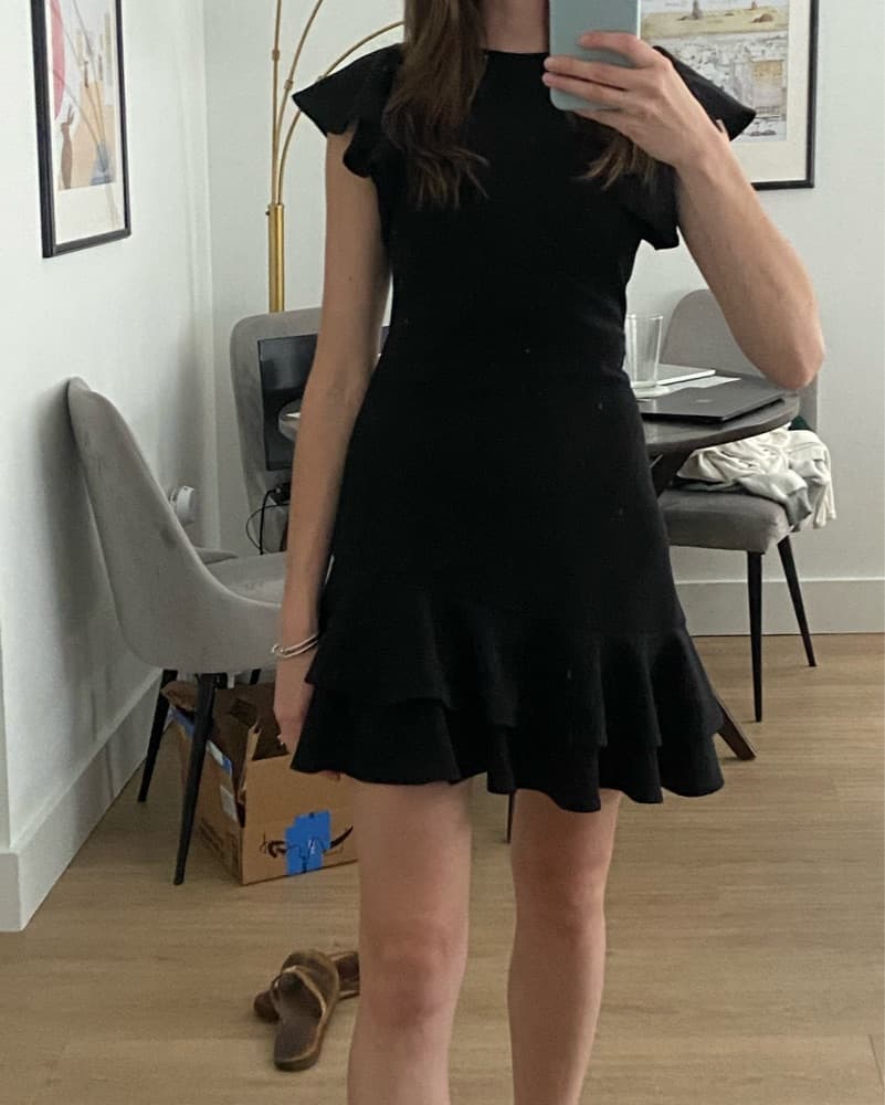 Black Mini Dress With Asymetrical Hem - Image 3