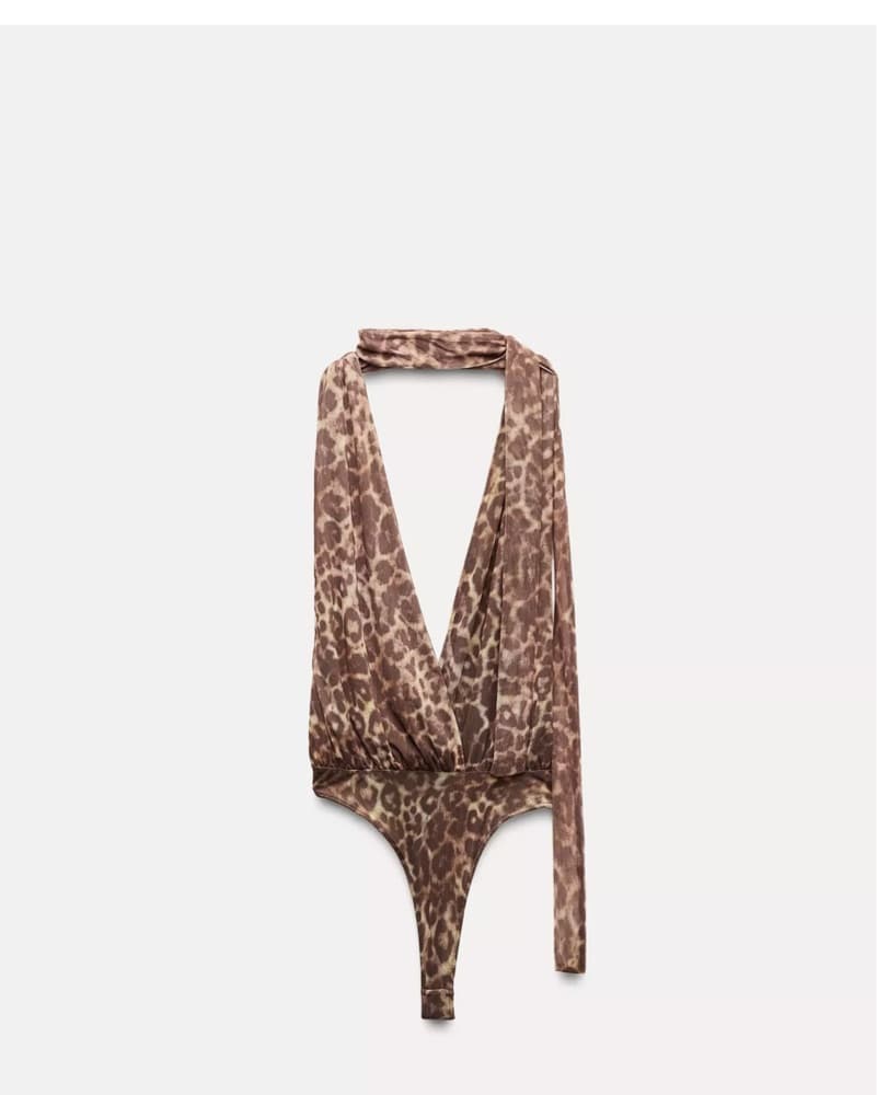 Zara Cheetah Halter Bodysuit W/Open Back - Image 2