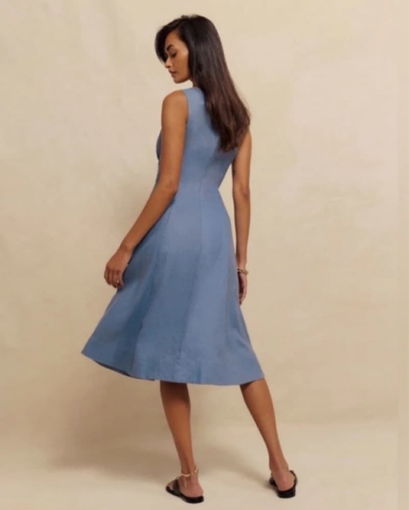 Reformation Blue Midi Linen Dress - Image 2