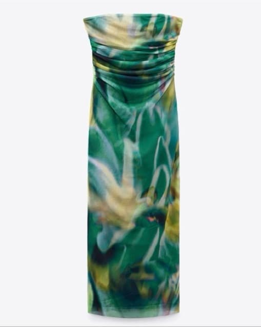 Zara Green Strapless Dress - Image 2