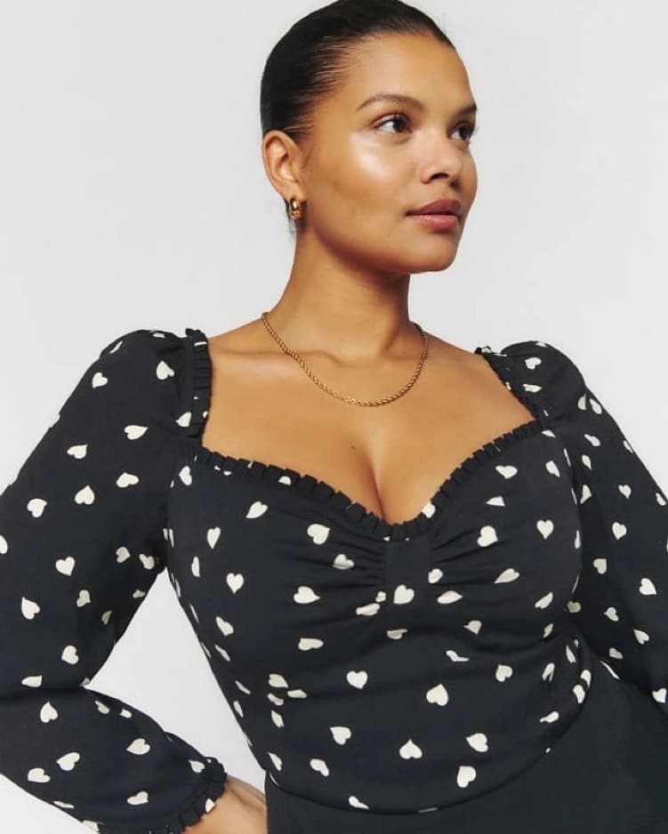 Reformation Heart Print Meriah Blouse  - Image 1