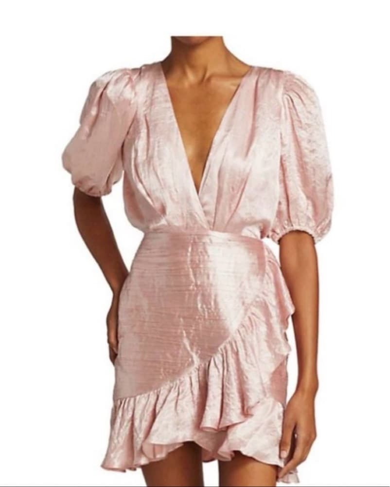 Ronny Kobo Pink Satin Mindy Mini Dress  - Image 1