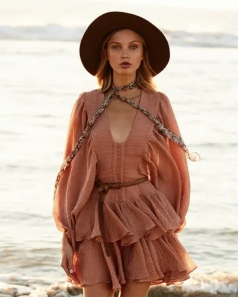 CHARLOTTE PLUNGED DRAPED MINI DRESS - Image 1