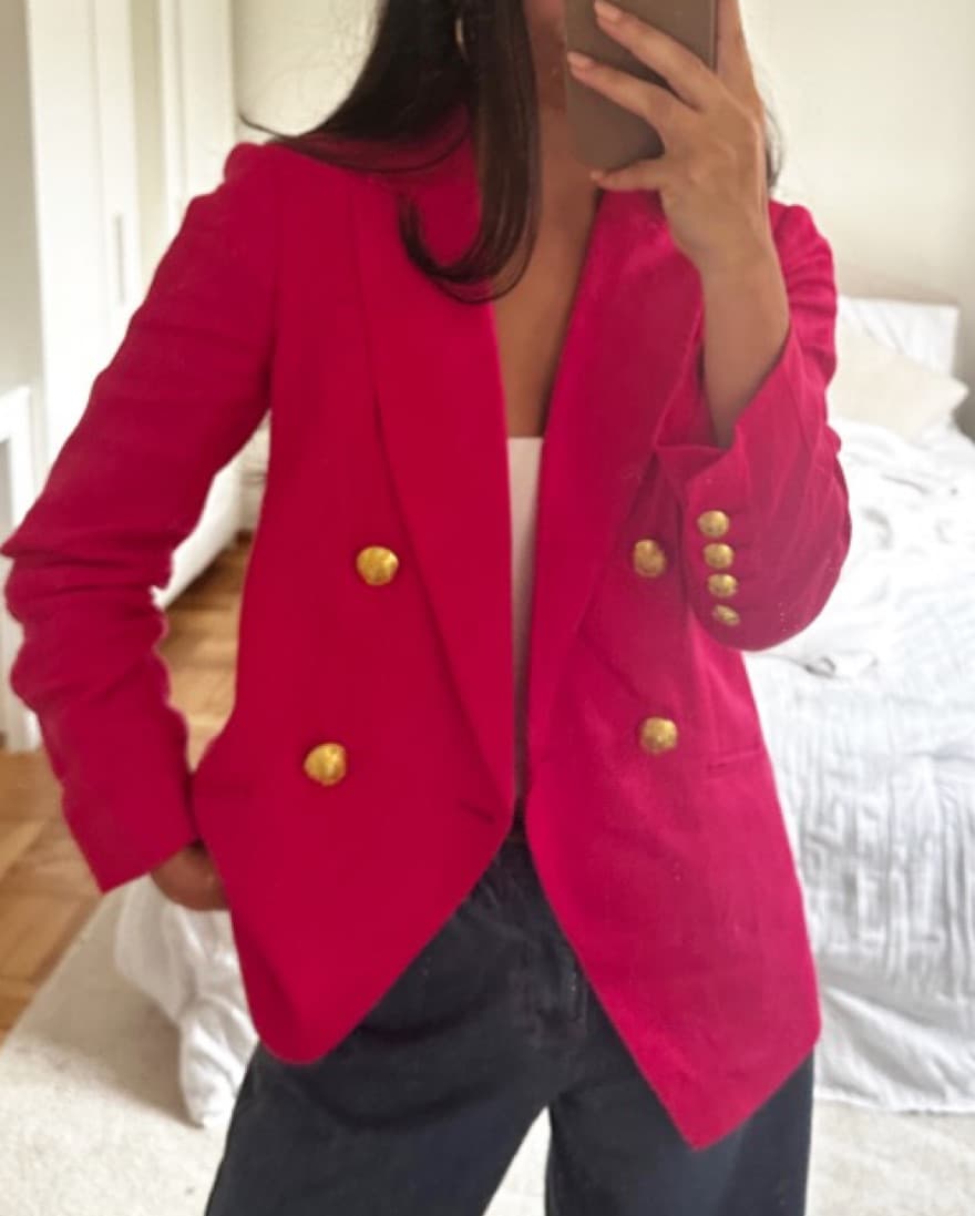 Veronica Beard Linen Fuschia Blazer - Image 1