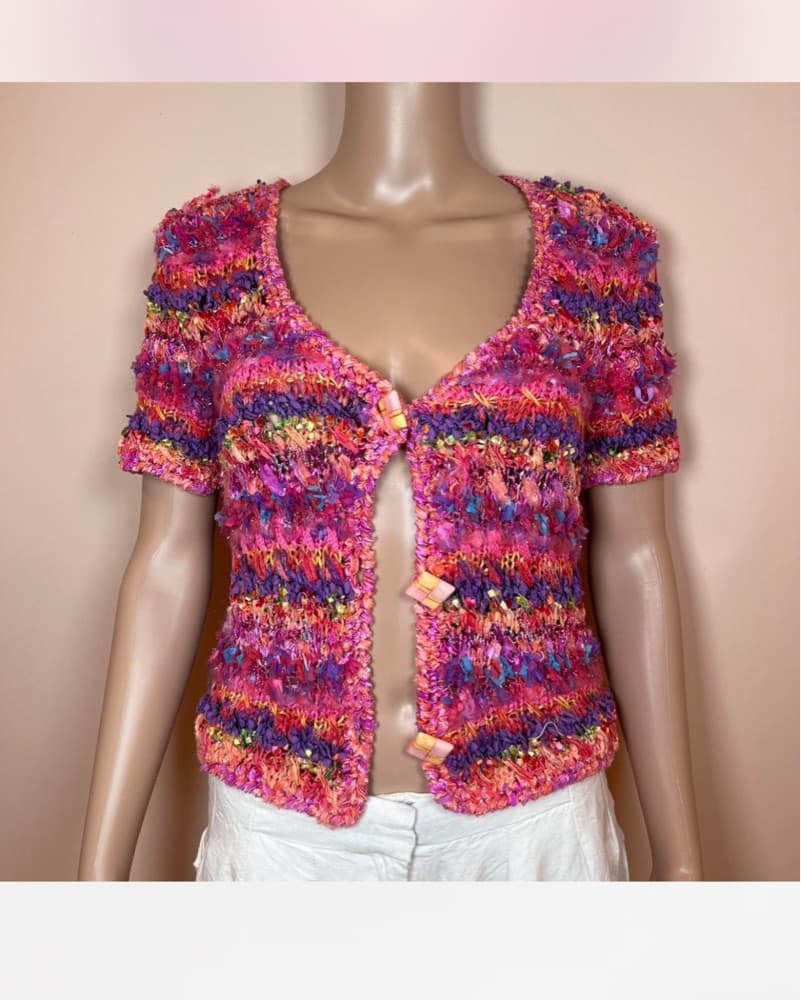 Handmade Pink Crochet Cardigan - Image 5