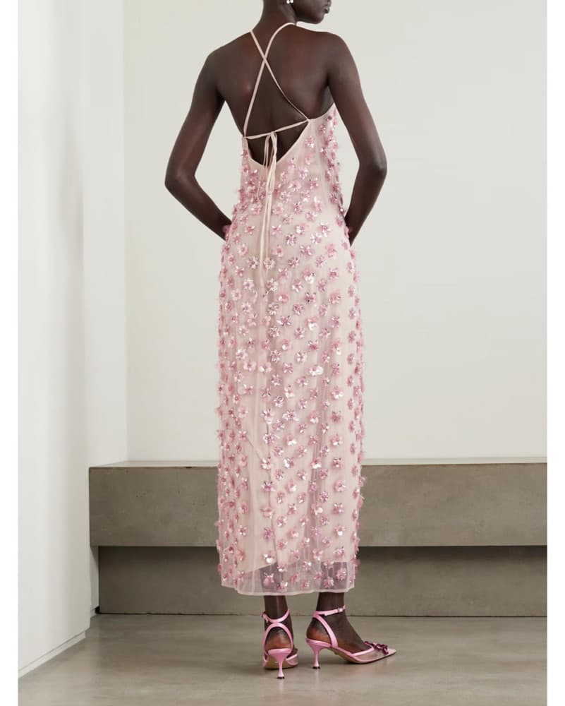 Des Phemmes Floral Sequin Dress Studio 54, Pink Formal Dress, New Years Eve, Sequin Dress - Image 2