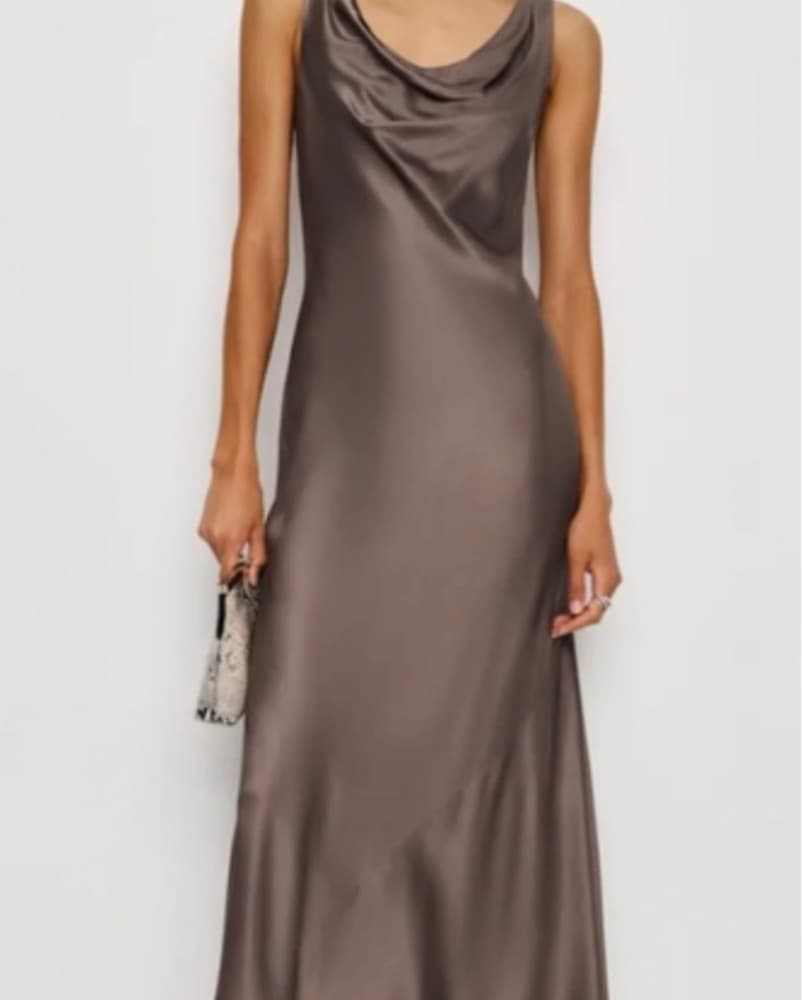 Reformation Satin Cowl Neck Dress - Image 2