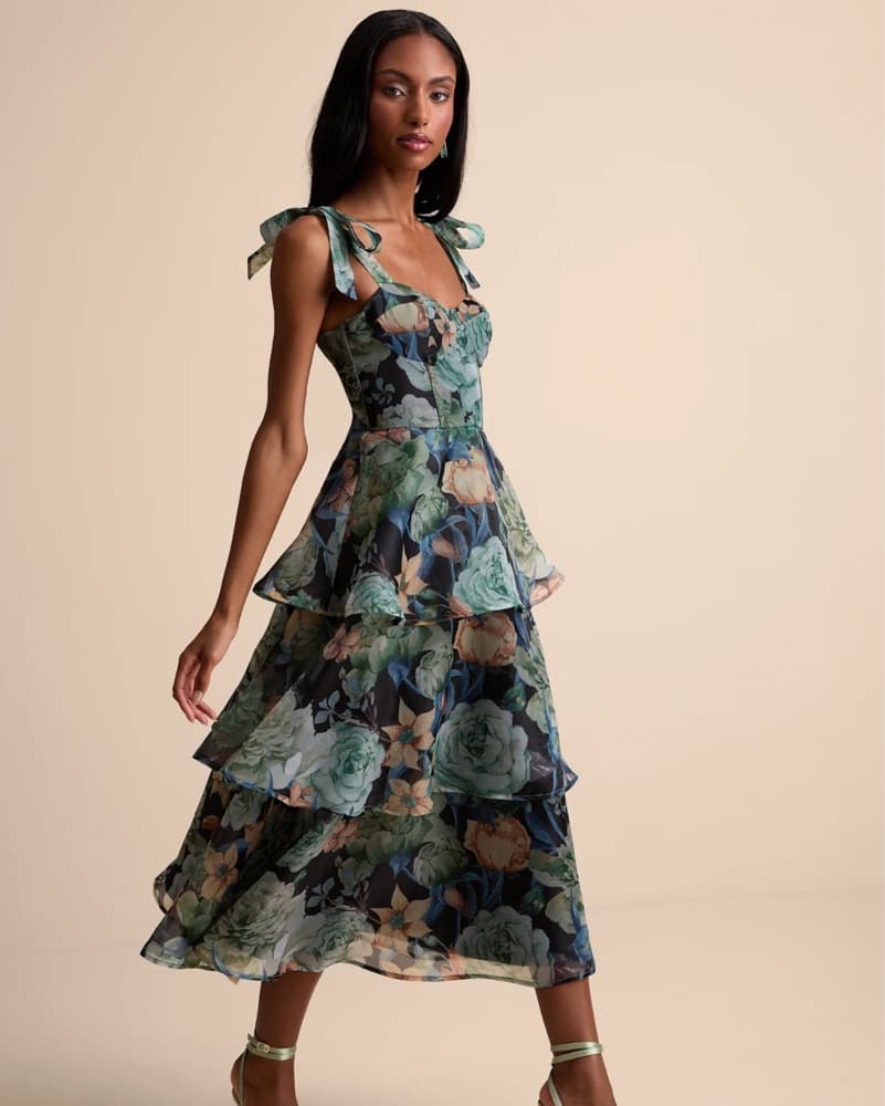 LULUS Playfully Posh Black Floral Organz - Image 2