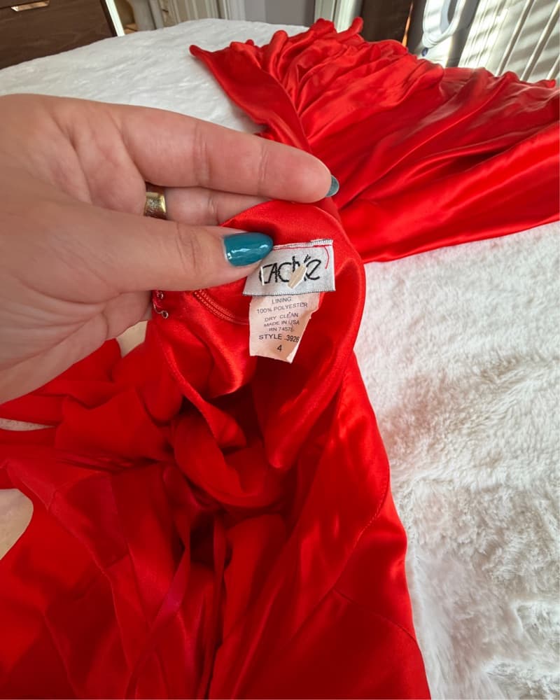 Vibrant Red Satin Maxi Dress- Cache  - Image 2