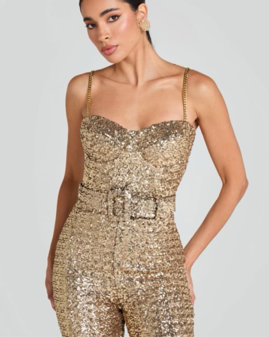 Lucinda Gold Sequin Jumpsuit - Image 4