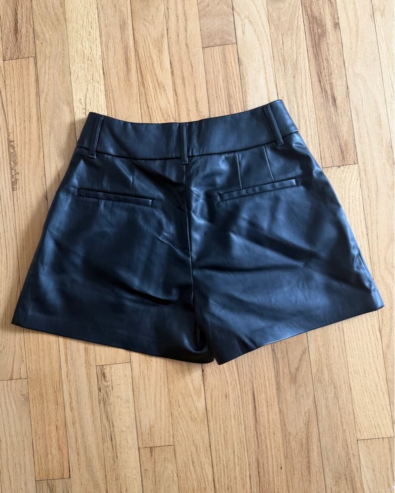 Leather Look Flare Shorts - Image 3