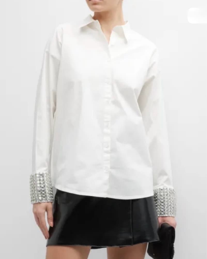 Retrofete White Shirt with Crystal Cuffs - Image 1
