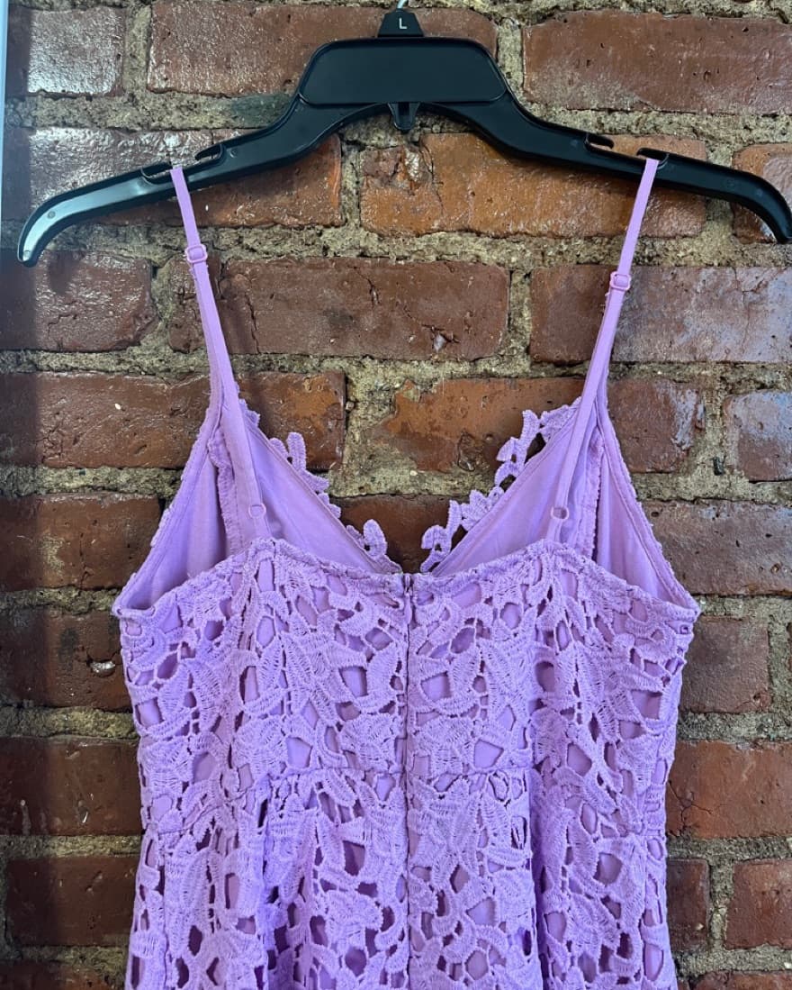 ASTR Lilac Lace Midi Slip Dress - Image 3
