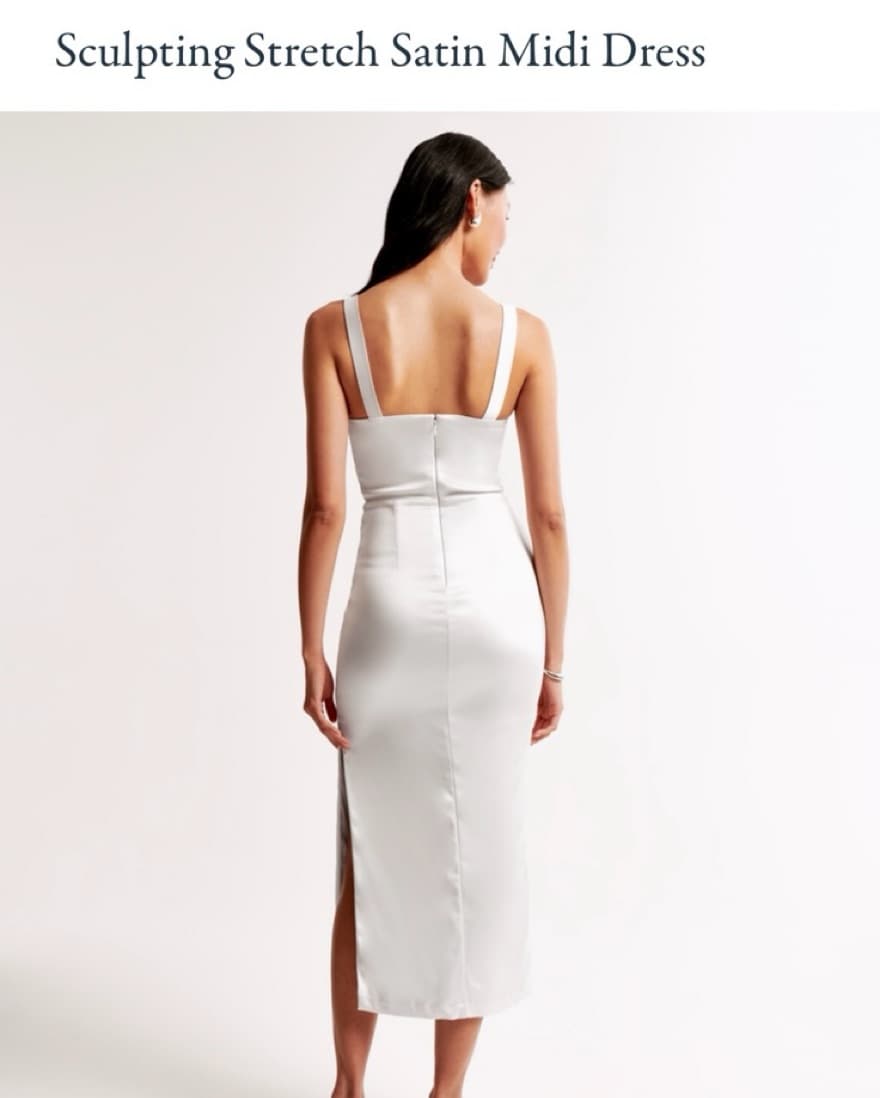 Pearl White Sculpting Satin Midi Dress - Image 2
