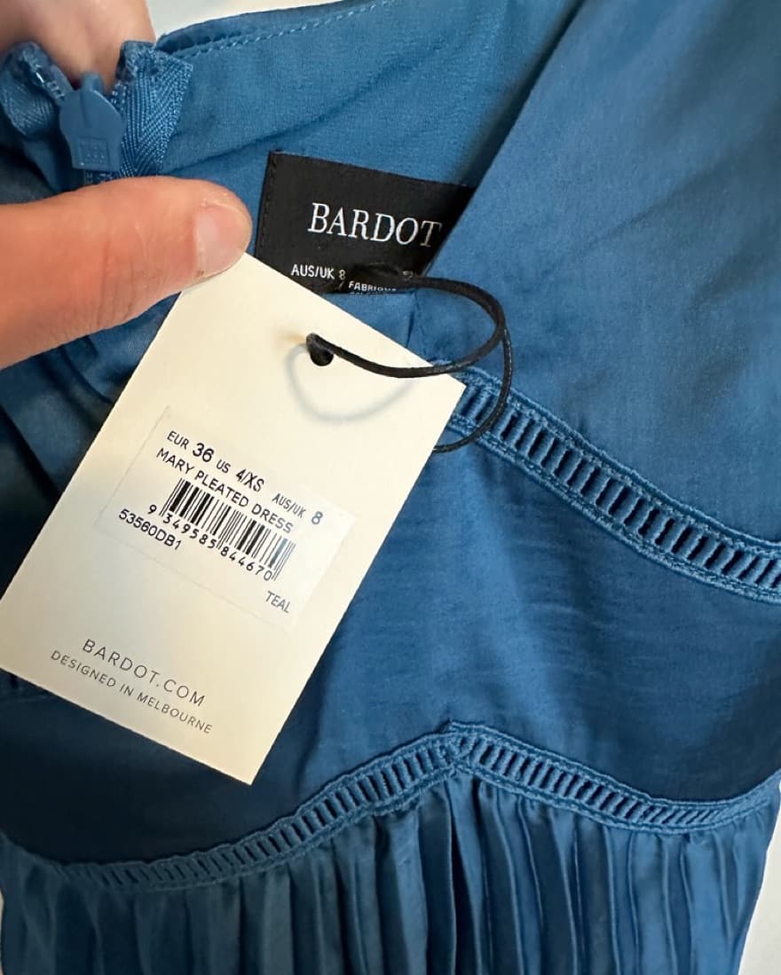 NWT-BARDOT pleated blue dress - Image 3