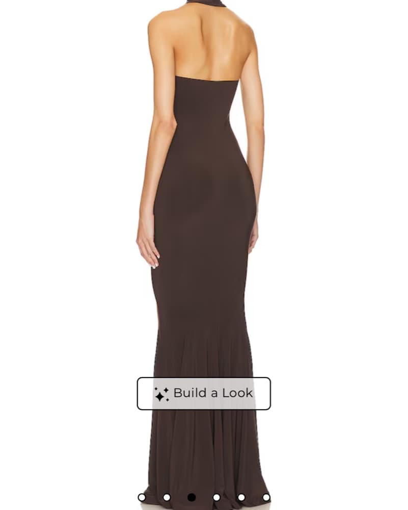 Halter Turtle Fishtail Gown in Chocolate - Image 2