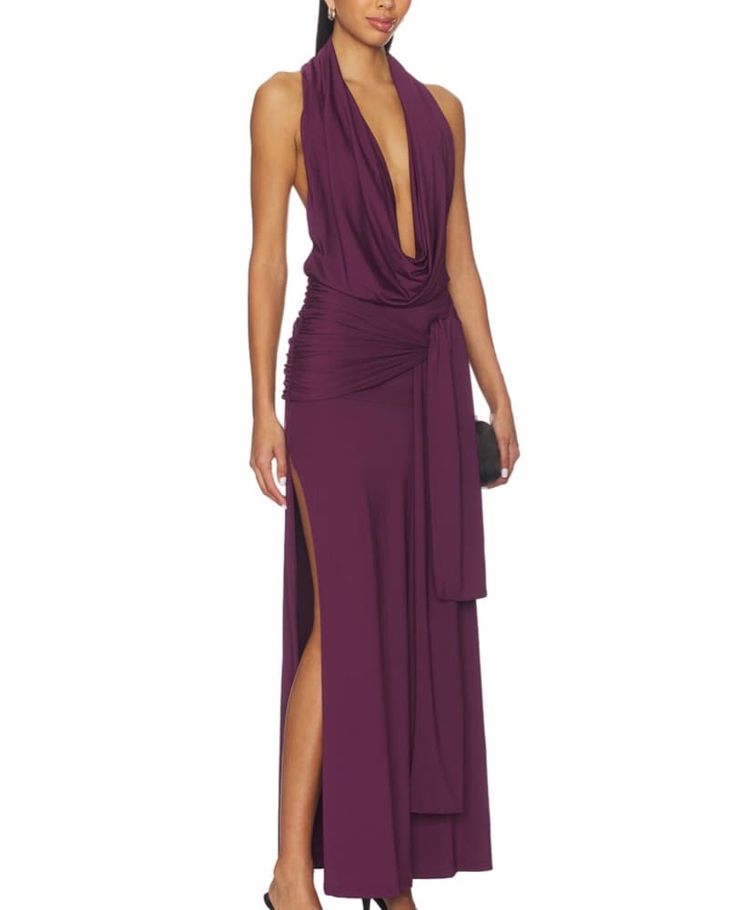 Stretchy Plum Maxi Dress - Image 1