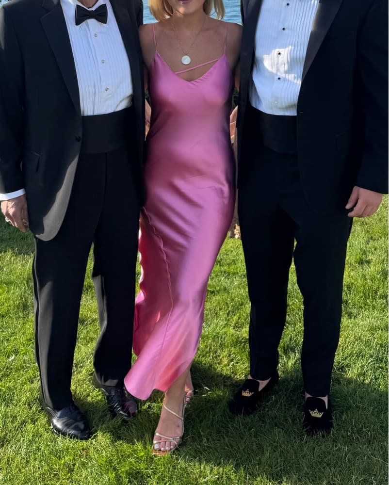 Elegant Pink Satin Dress by St Cloud - Image 3