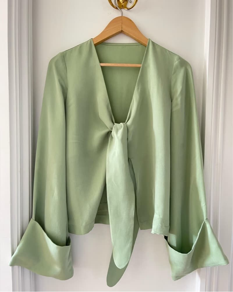 Djerf Avenue tie top in pistachio - Image 3
