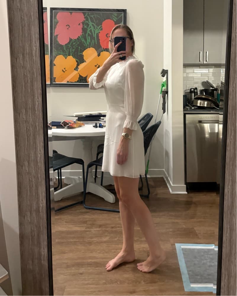 Elegant White Puff Sleeve Dress - Image 2