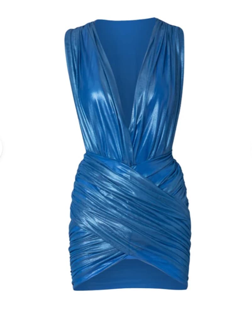 Baobab Moonlight Blue Ruched Mini Dress - Image 1