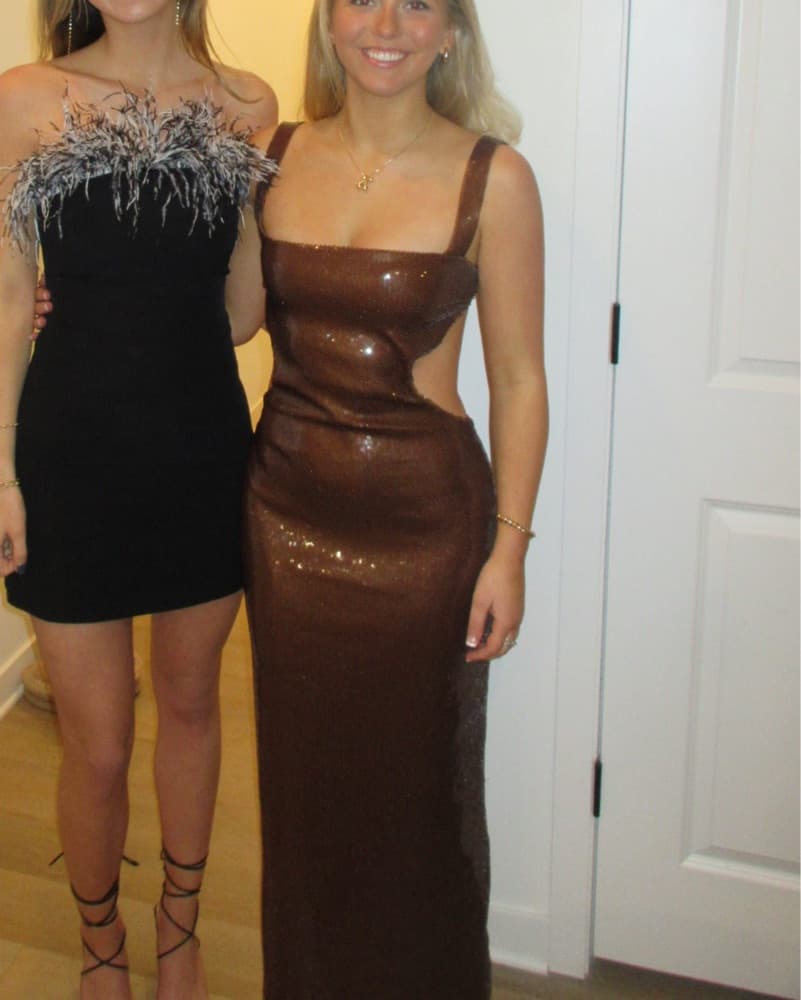 Sequin brown midi dress - Image 1