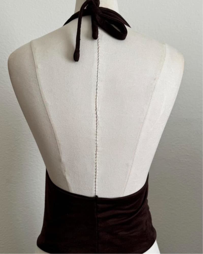  Velvet Brown Halter  Top - Image 2