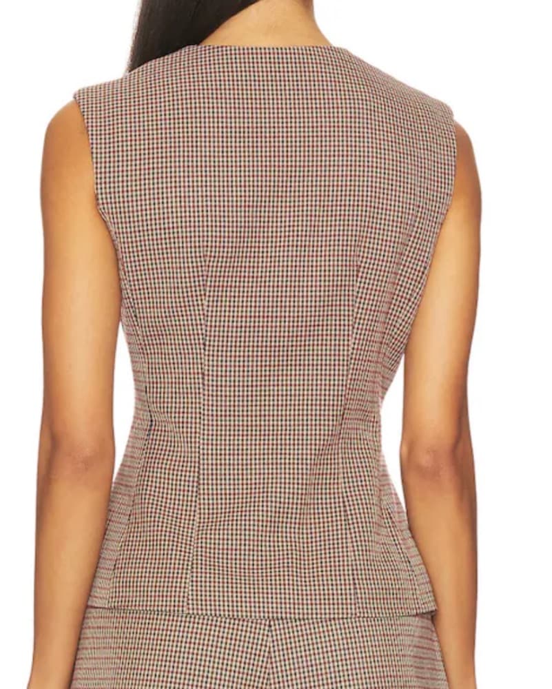 Gisselle Vest in Brown Wine Plaid - Image 3