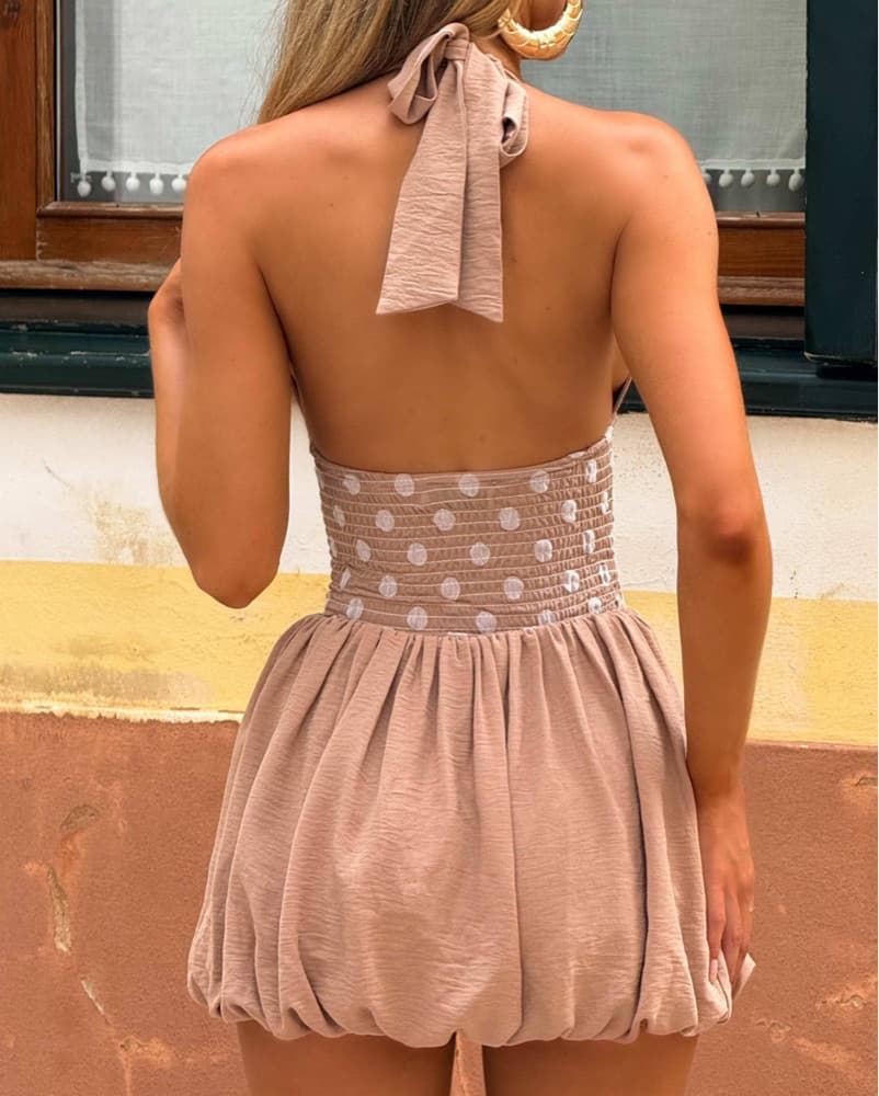 Polka Dot Chiffon Babydoll Dress - Image 3