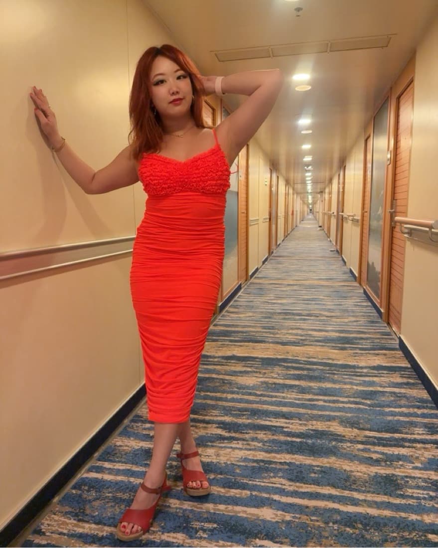 Milena Ruffle Midi Dress - Fiery Coral  - Image 3