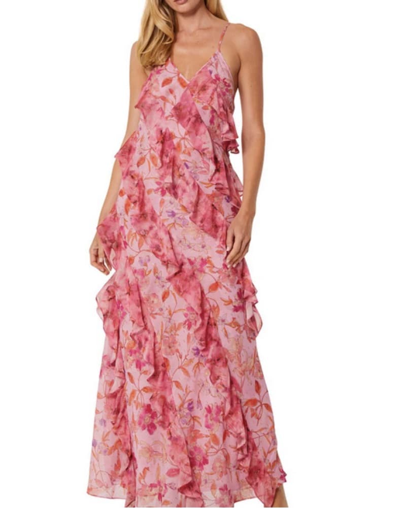 Maxi Ruffle Floral Pink MISA Dress - Image 4