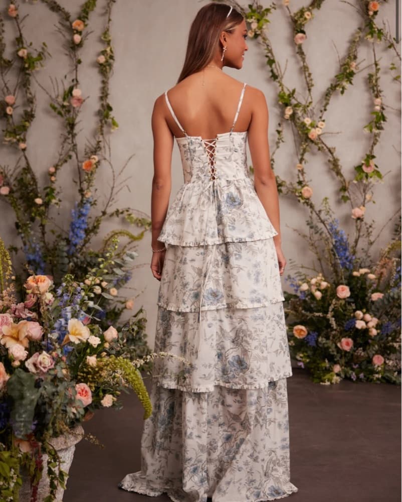 The Caterina Dress in Blue Murano Print  - Image 3