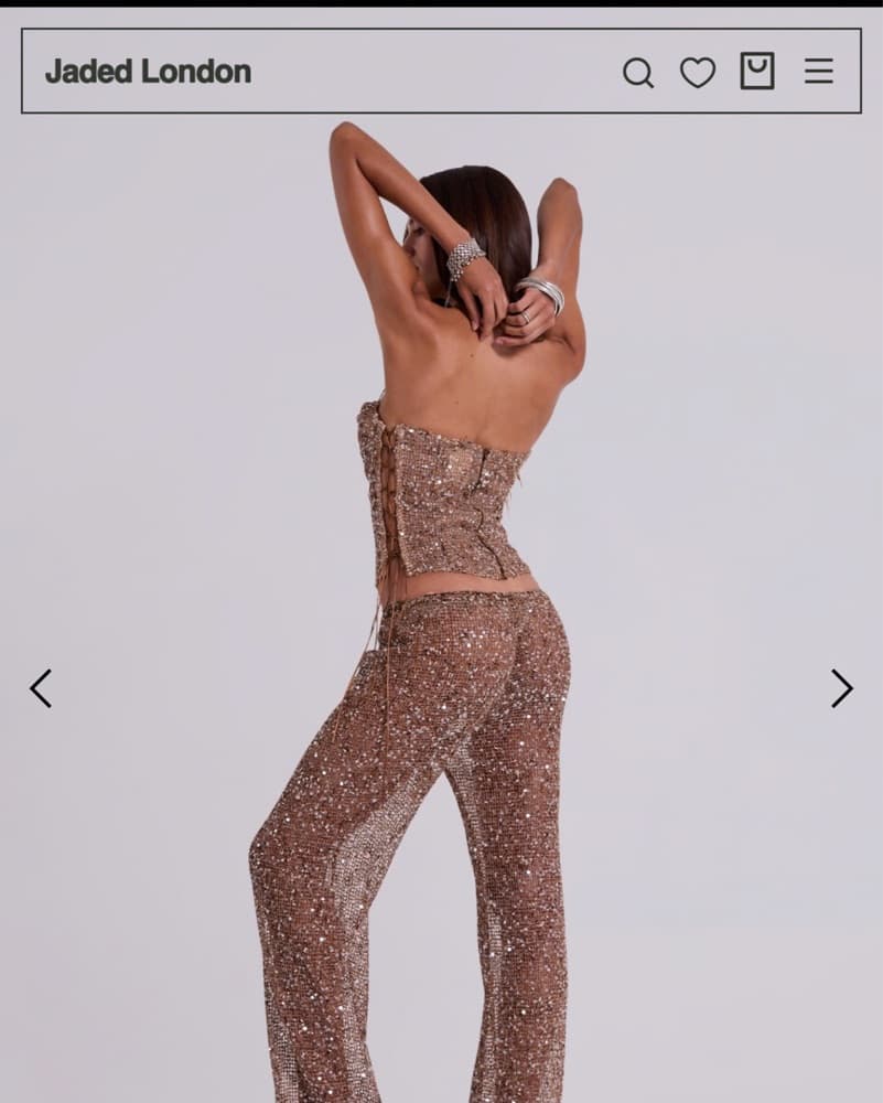 Deva Sequin Knit Corset Top in Sand - Image 4
