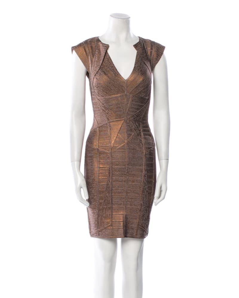 Herve Leger Gold Bandage Dress  - Image 1