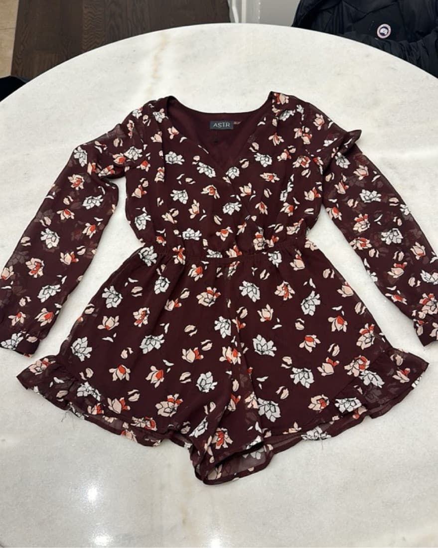 ASTR The label Maroon Floral Romper  - Image 5