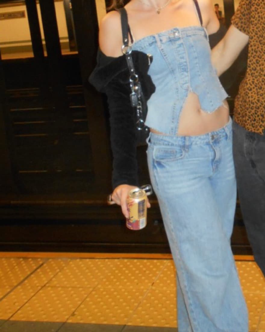 Zara Denim Crop Top - Image 3