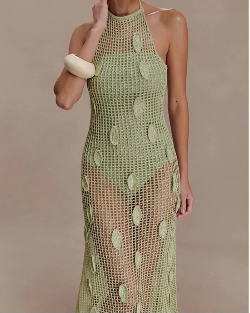 Meshki Elfie Crochet Halter Maxi Dress - Image 1