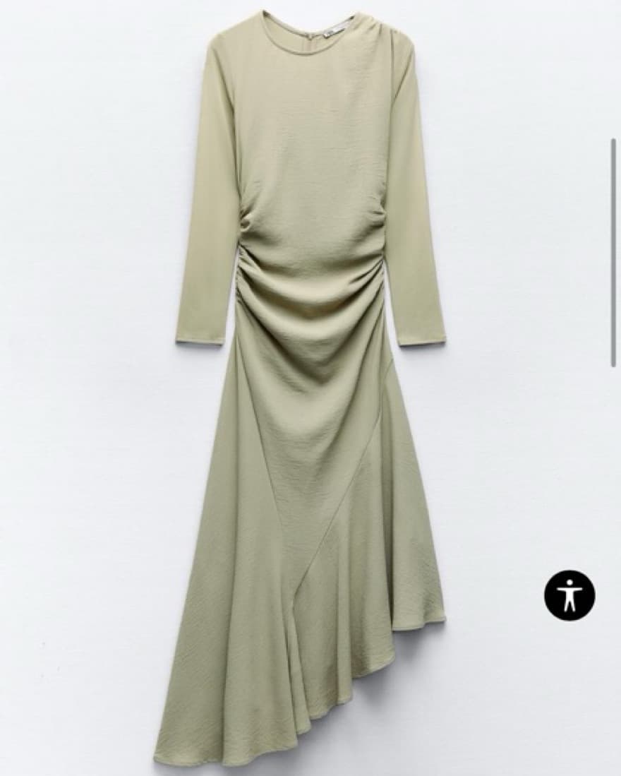 DRAPED MIDI DRESS KHAKI  - Image 1