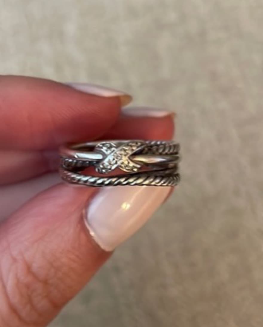 David Yurman Diamond X Crossover Ring - Image 1