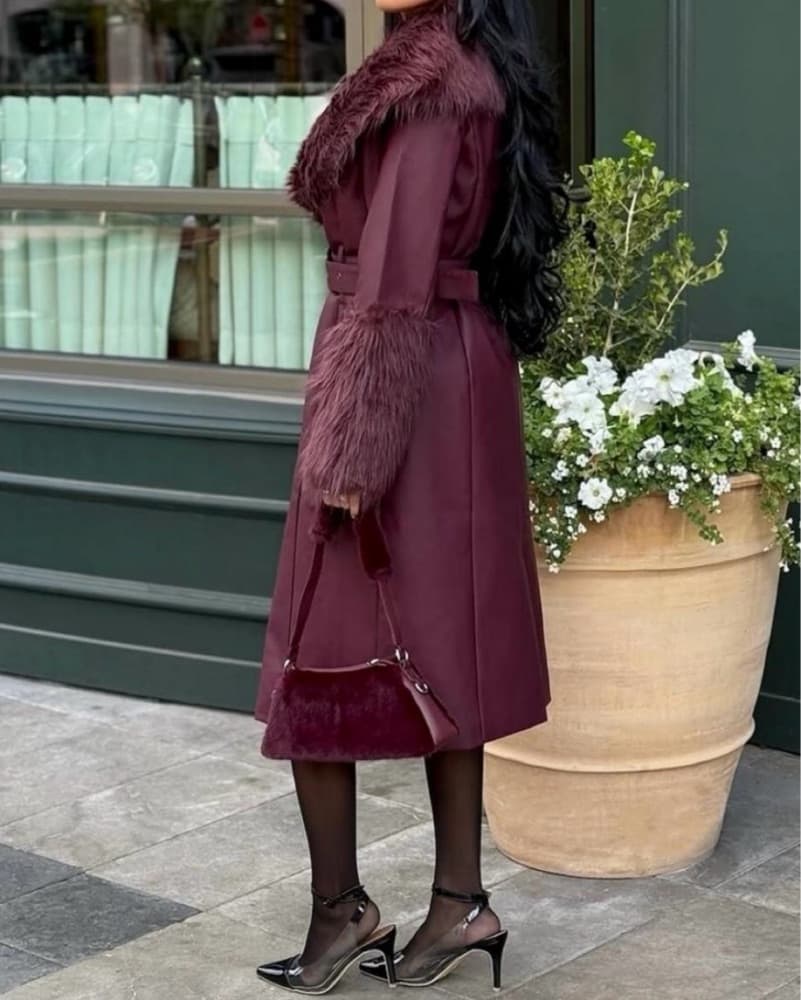 Faux Fur Trench Coat- “Nights in Paris” - Image 3