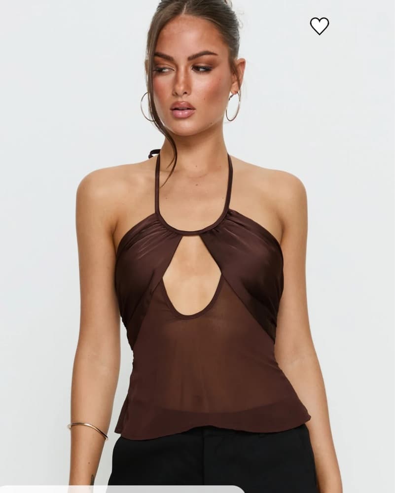 Brown Chiffon Halter Top - Image 1