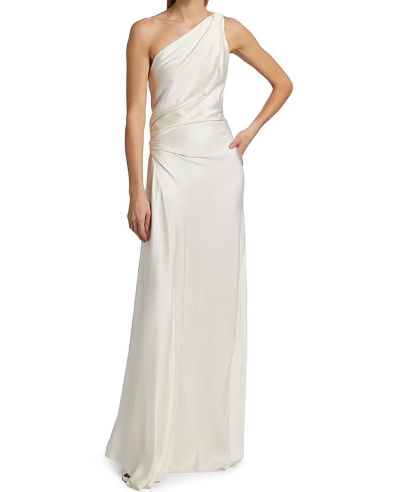 ALC Elegant One-Shoulder White Gown - Image 1